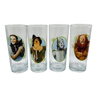 Vintage Glass Tumblers Featuring 'The Wizard of Oz' Characters by Vandor - A Set of 4 For Sale