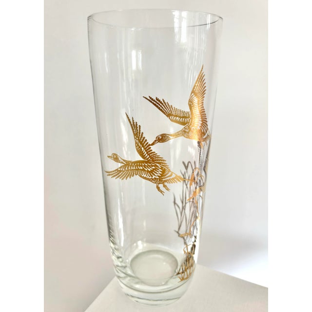 Fine glass vase featuring gold flying geese over water reeds and cattails. I ship quickly and conscientiously. Click on my...