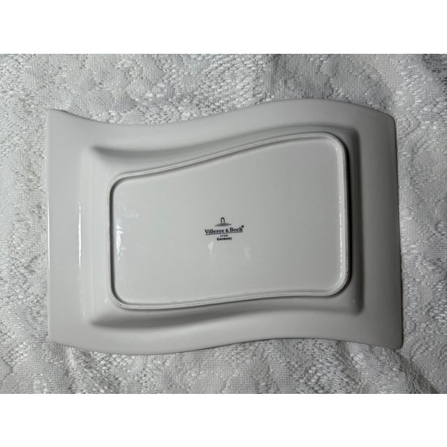 Villeroy & Boch Villeroy & Boch “New Wave Caffe” - Rectangular Serving Platter, All White, Rim For Sale - Image 4 of 5