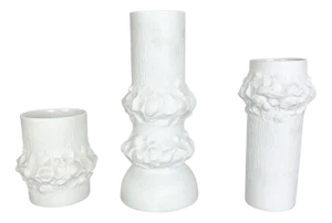 German Op Art Biscuit Porcelain Vases by Ak Kaiser, 1970s, Set of 3