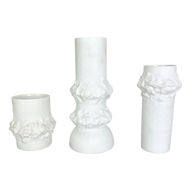 German Op Art Biscuit Porcelain Vases from AK Kaiser, 1970s, Set of 3 For Sale