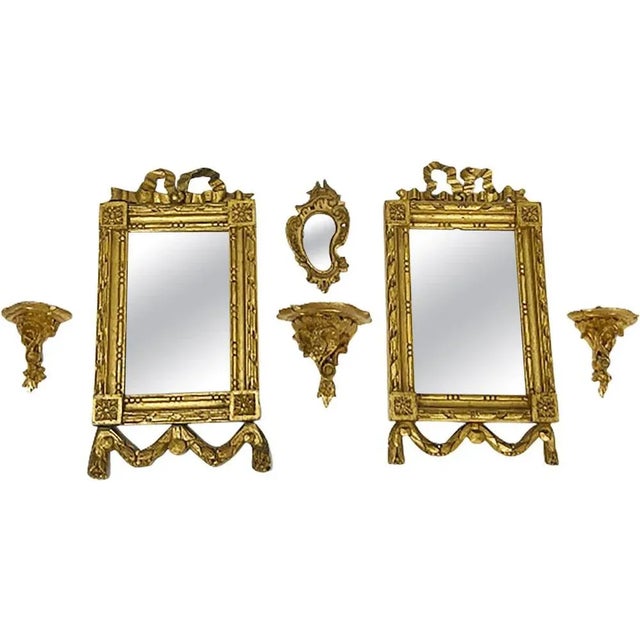 Miniature Giltwood Mirrors and Consoles Set, Set of 6 For Sale - Image 11 of 11