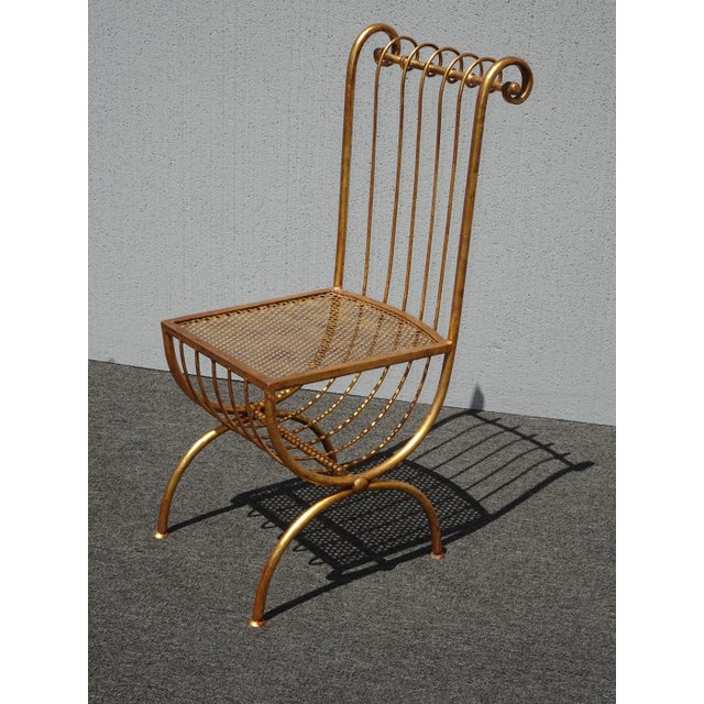 Hollywood Regency Italian Hollywood Regency Gold Gilded Chair Rolled Backrest by S. Salvadori For Sale - Image 3 of 12