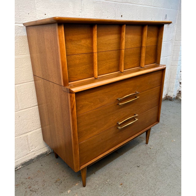 Mid-Century Modern Kent Coffey "Eloquence" Mid-Century Modern Walnut Highboy Dresser For Sale - Image 3 of 15
