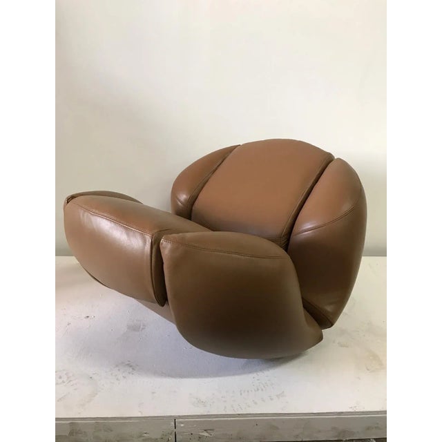 Unique Organic Italian Leather Lounge Chair by Comfortline For Sale - Image 9 of 12