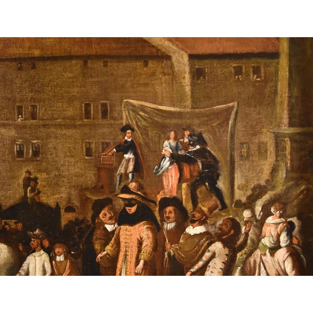 Workshop of Michelangelo Cerquozzi, Carnevale a Roma in Piazza Navona, 1650, Oil on Canvas For Sale - Image 4 of 14