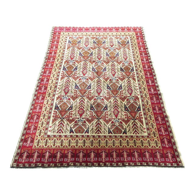 Mid 20th Century Vintage Turkish Wool Carpet Handmade Tribal Area Rug For Sale