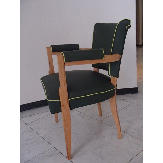 Desk Chair with Green Leather Seat and Light Piping, 1930s For Sale - Image 11 of 12