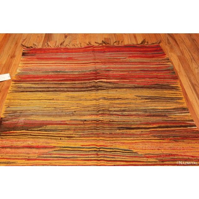 Moroccan Nazmiyal Collection Warm Tones Tribal Vintage Moroccan Kilim Rug For Sale - Image 3 of 9
