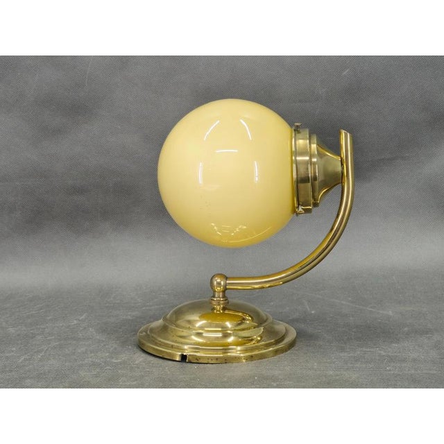 Gold Art Deco Czech Brass and Champagne Glass Wall Light, 1930s For Sale - Image 8 of 10
