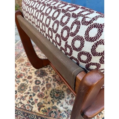 Beige Mahogany Armchair with Aubergine Circular Pattern For Sale - Image 8 of 11