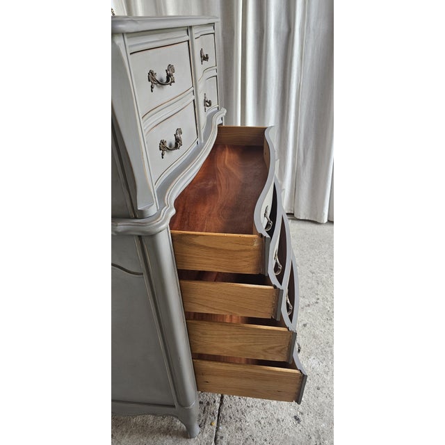 Vintage Chest on Chest, Dixie Gray Dresser, 1950's For Sale - Image 10 of 10