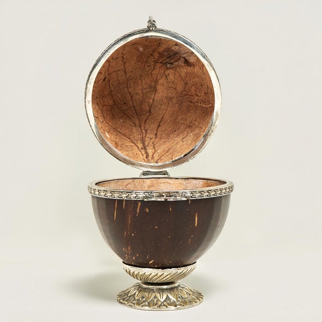 Early 20th Century Antique Anglo Indian Coconut and Metal Box For Sale - Image 5 of 12