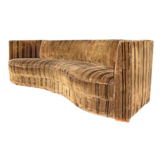 1960s Vintage Mid Century Modern Long Curved Sofa in Harvey Probber Dunbar Milo Baughman Styles For Sale