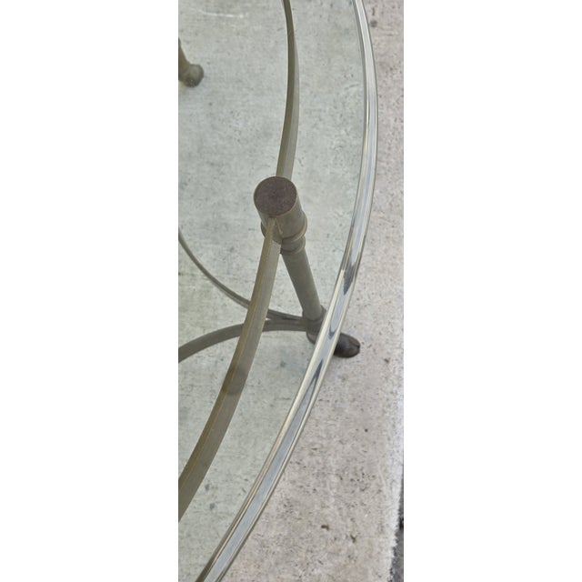 Brass Vintage LaBarge Oval Brass Hoof Footed Glass Top Coffee Table For Sale - Image 8 of 15