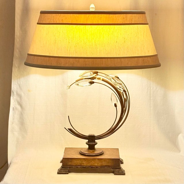 Contemporary Late 20th Century Fine Art Handcrafted Lighting Crystal Laurel Table Lamp For Sale - Image 3 of 12