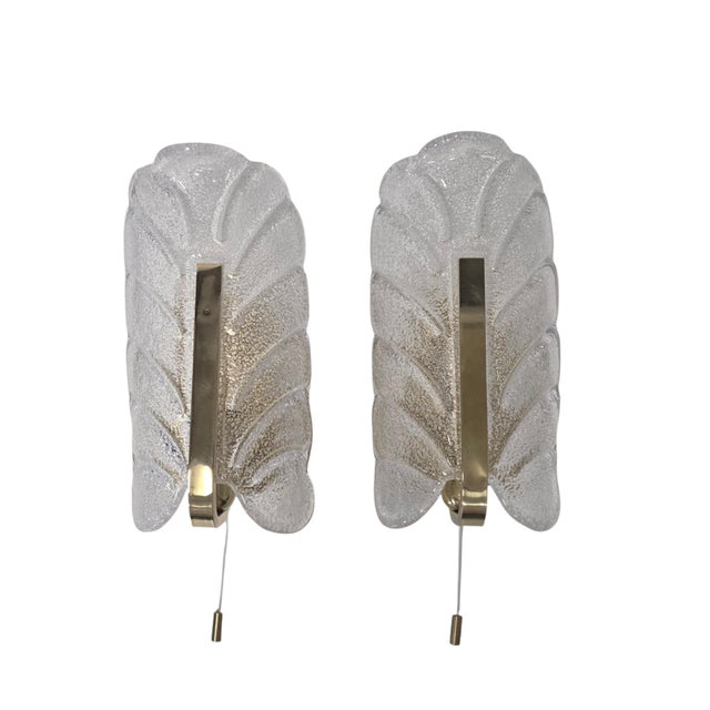 Metal Wall Lights Acanthus Leaf by Orrefors and JBS Fagerlund and Carl Fagerlund, Sweden, 1960s, Set of 2 For Sale - Image 7 of 16
