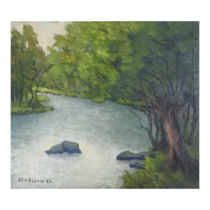 Vintage Impressionist Charles Clinckspoor River Landscape Paintng