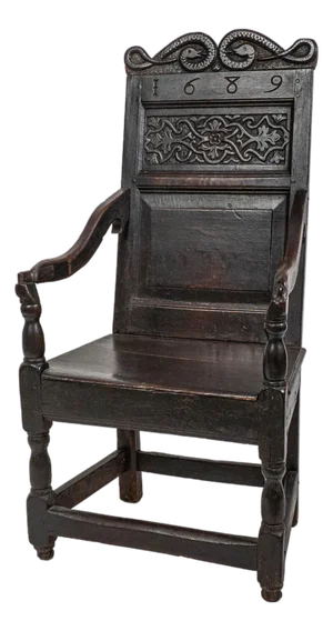 17th-Century Jacobean English Oak Wainscot Armchair