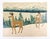 1940's paint on paper outsider folk art painting of a mountain landscape with deer by Clarence Floyd Shade (1902-1976)...