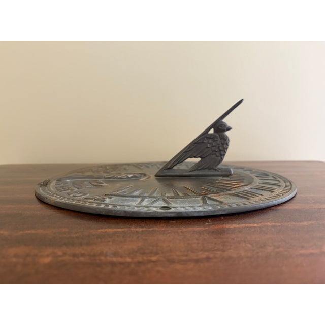 Vintage English Country Iron Garden Sundial "Grow Old Along With Me" For Sale In South Bend - Image 6 of 7
