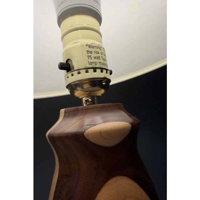 Brown Vintage Danish-Modern Studio Craft Two-Tone Hand-Turned Wood Table Lamps - a Pair For Sale - Image 8 of 16