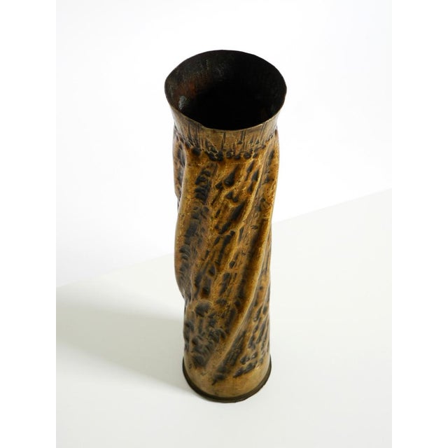 Black Large Vintage Brutalist Brass Vase, 1975 For Sale - Image 8 of 18