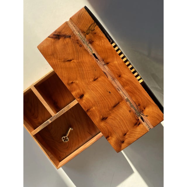 Moroccan Box Circa 1990s Thuya Wood Jewelry Box, Vintage Handmade, Burl Wood For Sale - Image 10 of 11