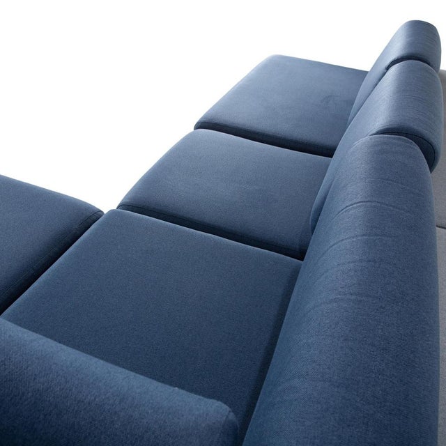 Textile Tyme Fabric & Wood Corner Sofa in Blue from MYCS For Sale - Image 7 of 14