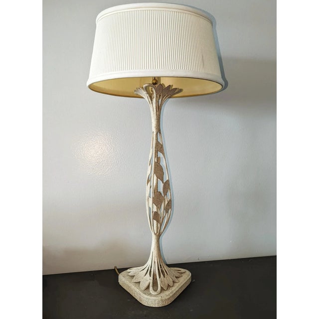 Eggshell 1980s Frederick Cooper Table Lamp, Shade & Finial Included For Sale - Image 8 of 8