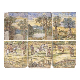 Earthenware Battistini Tile Panels, Set of 6 For Sale
