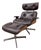 Mid Century Modern Eames Style Lounge Chair and Ottoman, Brown Leather and Oak c.1960’s For Sale