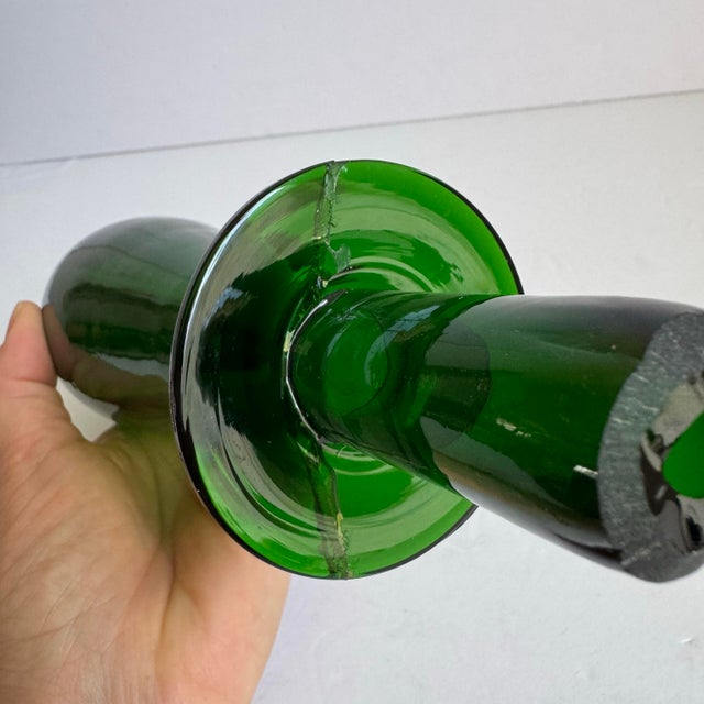 Glass Empoli Genie Bottle Green XL 29" MCM Italian Art Glass Made in Italy Attributed For Sale - Image 7 of 12