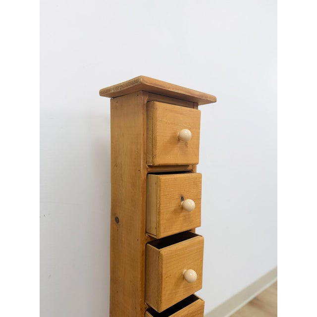 Vintage Pine Six Drawer Narrow Vertical Apothecary Cabinet Storage For Sale - Image 11 of 12