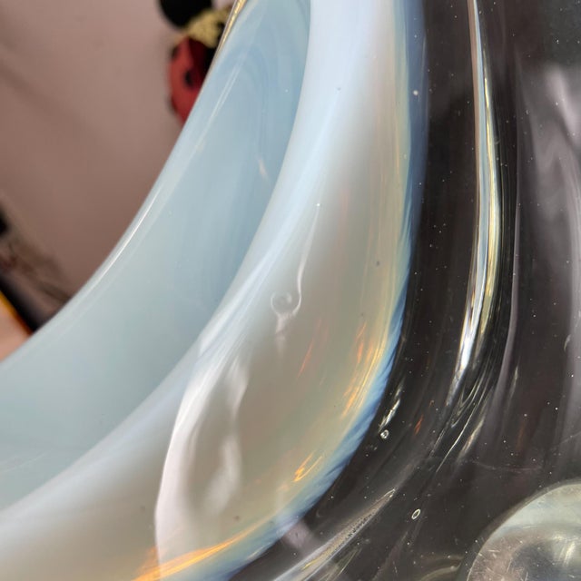 Glass 1960s Art Glass Clear Opalescent Swan Figurines Sculptures Attributed to Murano Cenedese- Set of 2 For Sale - Image 7 of 11
