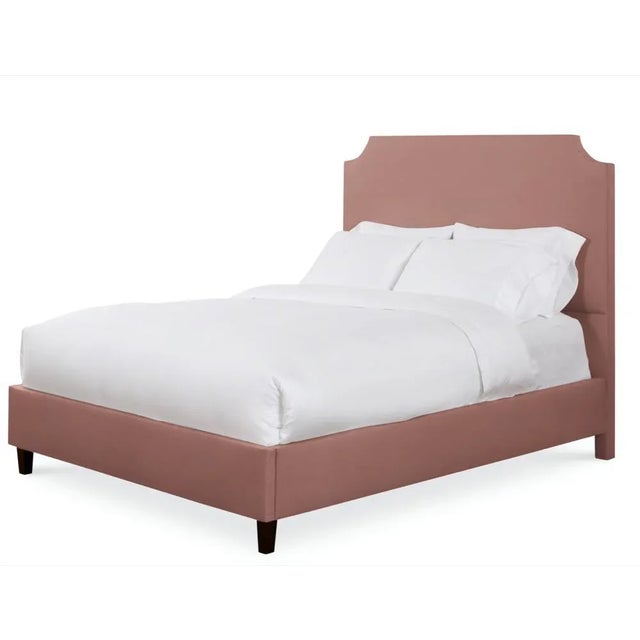 Modern Reagan Full/Double Bedframe, Blush Velvet For Sale - Image 3 of 4