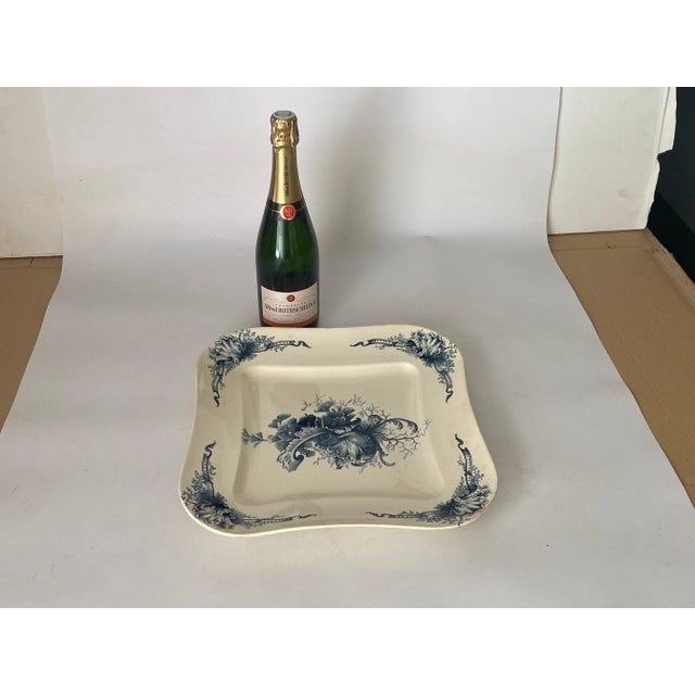 Faience Dish with Flowers Decor by Terre De Fer, France, 19th Century For Sale - Image 9 of 11