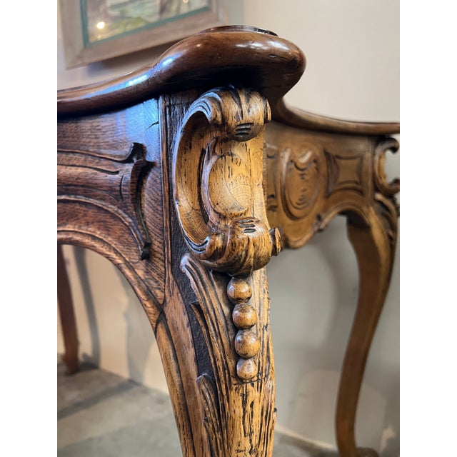 Brown Late 19th Century French-Style Hand-Carved Console For Sale - Image 8 of 10