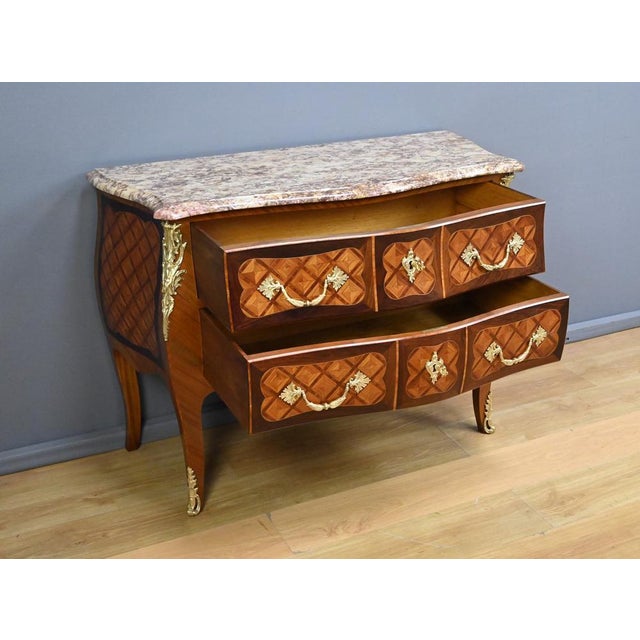 Early 20th Century Louis XV Marquetry Commode For Sale - Image 4 of 18
