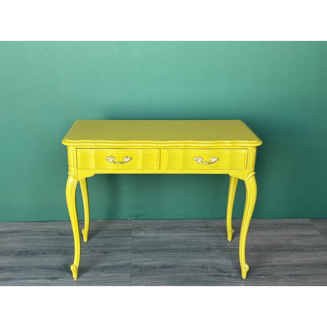 Late 20th Century French Provincial Willow Green Writing Desk For Sale - Image 10 of 18