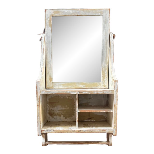 Antique Farmhouse Hanging Mirror Medicine Shelf With Towel Rack