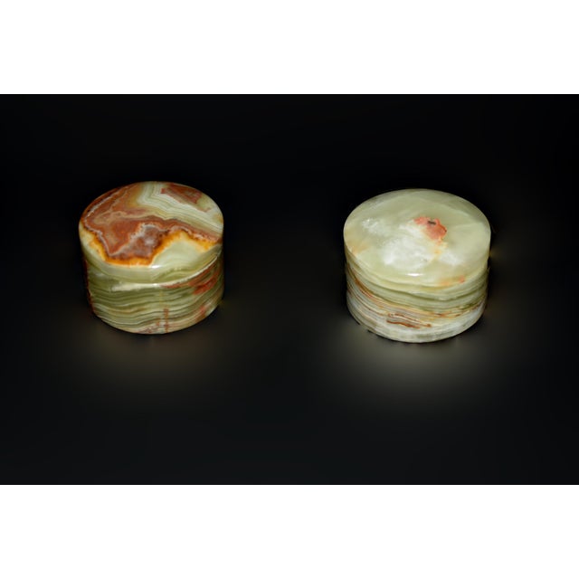 Pair Onyx Round Boxes For Sale - Image 10 of 12