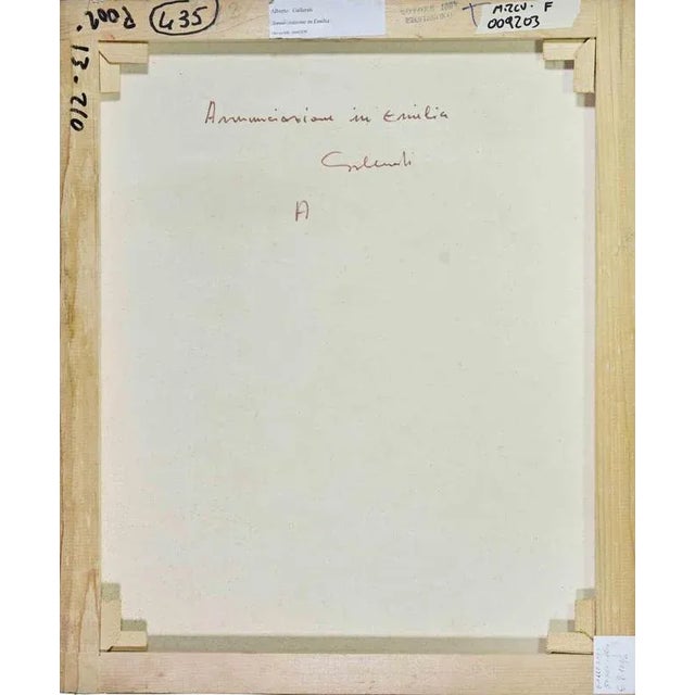 Modern Alberto Gallerati, Annunciation in Emilia, Oil on Canvas, 1970s For Sale - Image 3 of 4