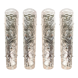 Elegant Transparent Hammered Glass Wall Sconces With Italian Murano Influence - Lot of 4