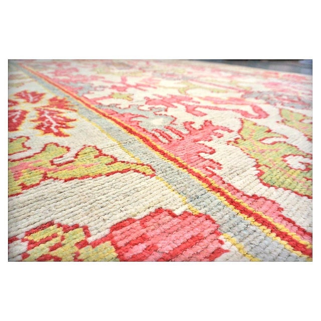 Ivory 21st Century Persian Oushak Wool 8x11 Ivory, Pink, & Yellow Handmade Area Rug #1143979 For Sale - Image 8 of 11