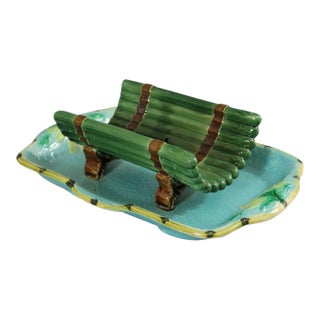 Antique Joseph Holdcroft Majolica Asparagus Server For Sale