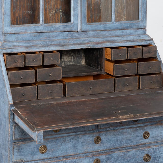 Mid 19th Century Swedish Blue Painted Pine Secretary For Sale - Image 9 of 14