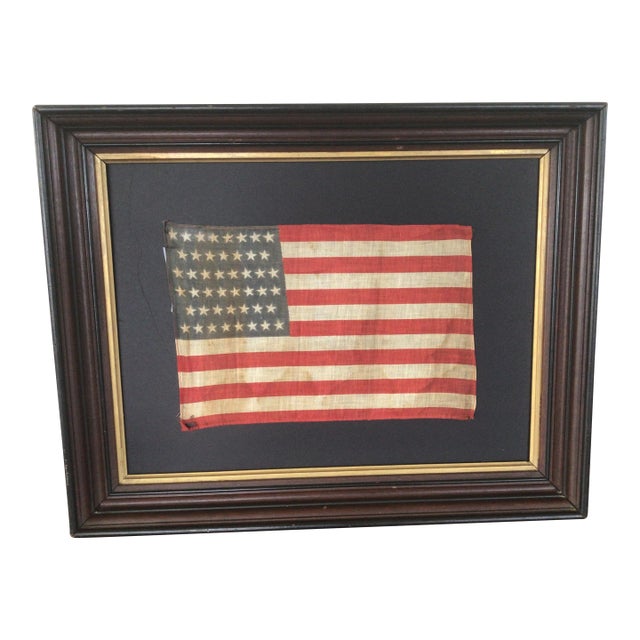 Antique American Flag 46 Staggered Star Design 1907- 1912 for the Inclusion of Oklahoma. For Sale