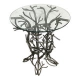 1990s Wrought Iron "Tree Form" Table Base W/ Glass Top, by Etiscoto Designs. For Sale