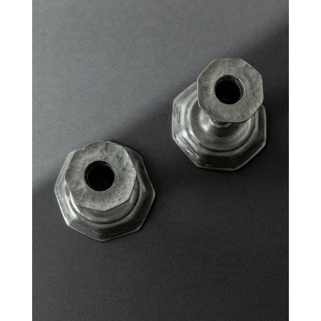 Antique Pewter Candleholders, Italy, 1900s, Set of 2 For Sale - Image 3 of 11